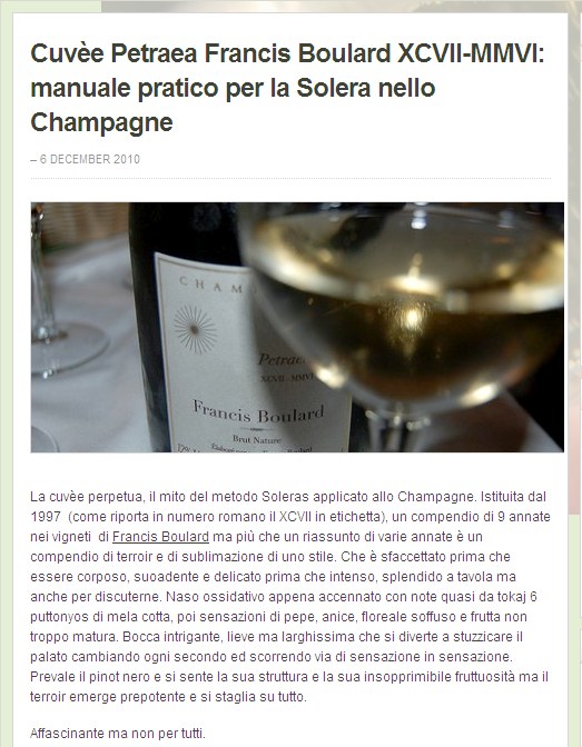 Champagne Francis Boulard - Solera - Reserve perpetuelle - Petraea
